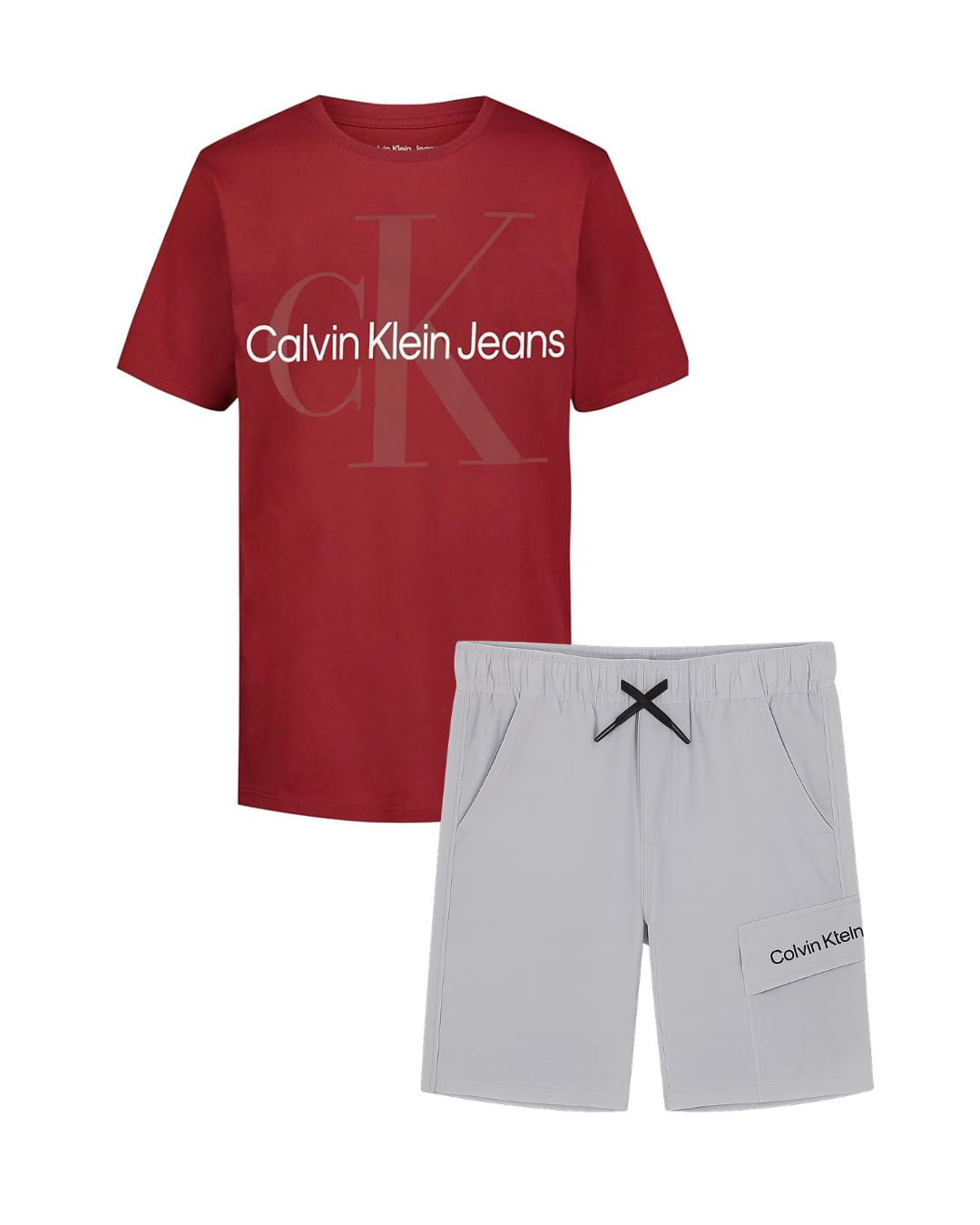 Calvin Klein Short Sleeve Logo Crew Neck T-Shirt & Cargo Shorts Set