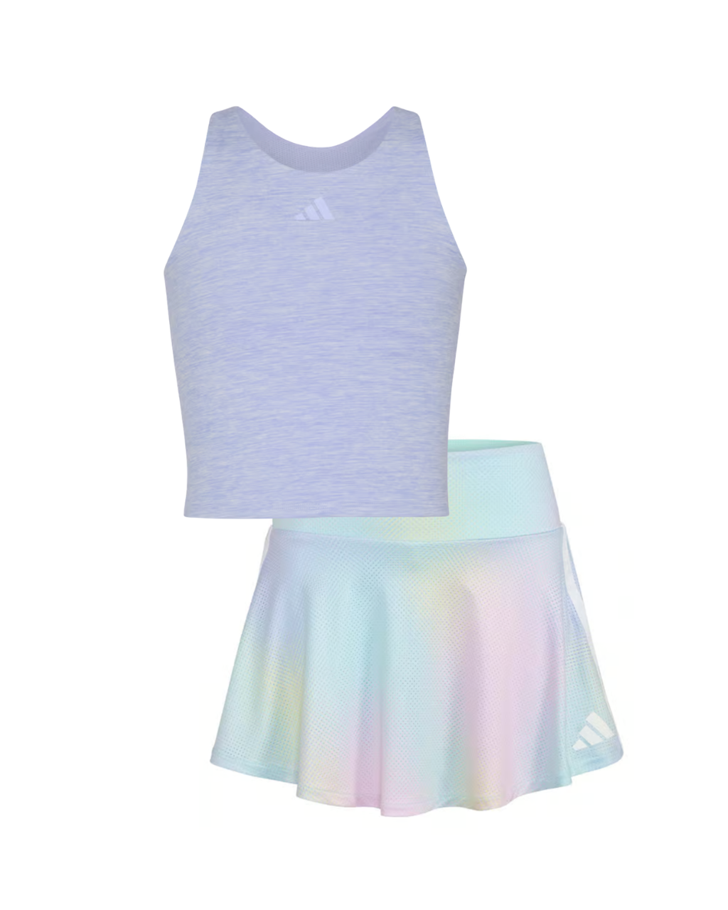 Adidas Mélange Racerback Training Tank Top & Ombre 3-Stripe Flounce Skort Set
