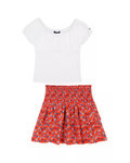 Tommy Hilfiger Puff Sleeve Cotton Top & Ditsy Printed Skort Set