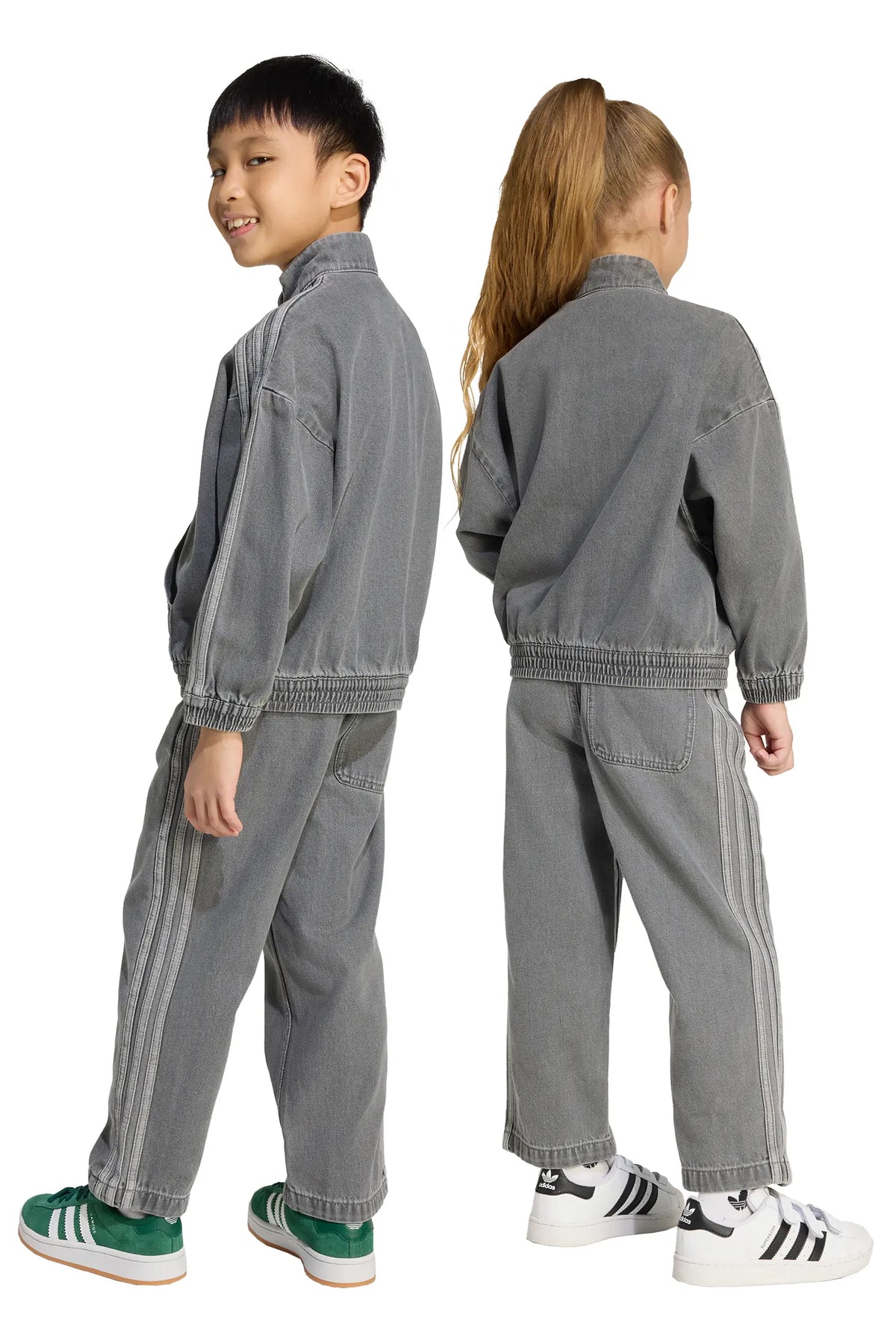 Adidas Denim Half Zip Sweatshirt & Sweatpants Set