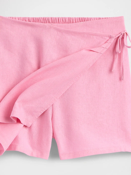 GAP Logo T-shirt and Linen-Blend Wrap Skort