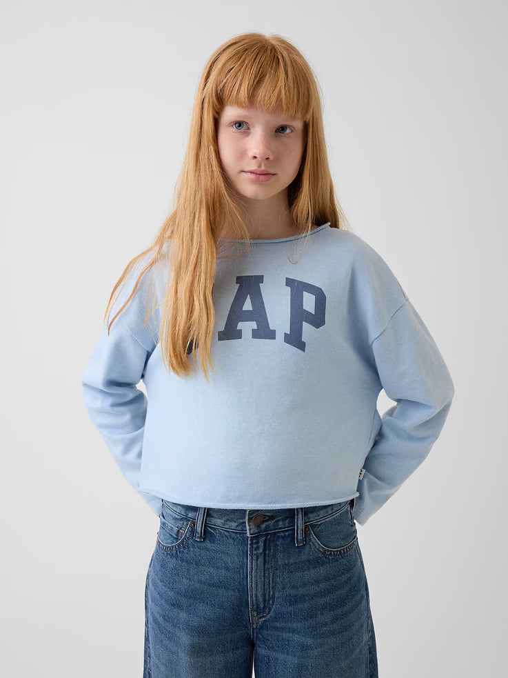GAP VintageSoft Terry Wide-Neck Logo Sweatshirt
