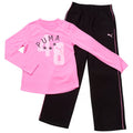 Puma Cotton Long Sleeve Tee & Fleeced Wide Leg Sweatpants Set