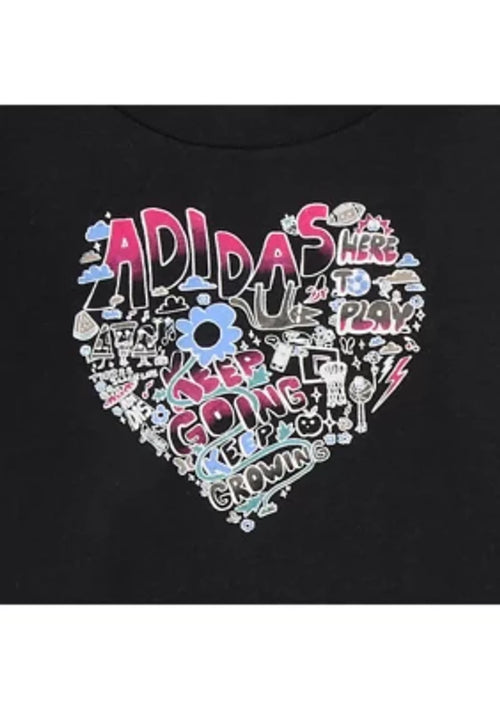 Adidas Baby Girls Two Piece Long Sleeve Graphic T-Shirt and Flare Pants Set